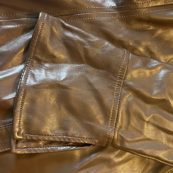 EUC ZARA CHOCOLATE BROWN FAUX LEATHER DRESS! - Picture 2 of 5